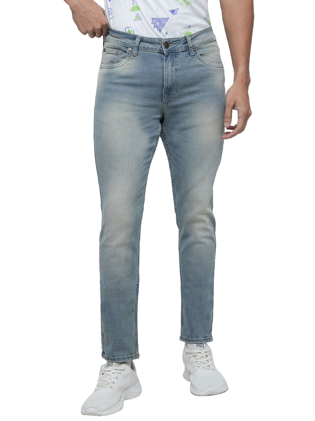 PRODUKT by JACK&JONES Light Blue Mid Rise Washed Slim Fit Jeans