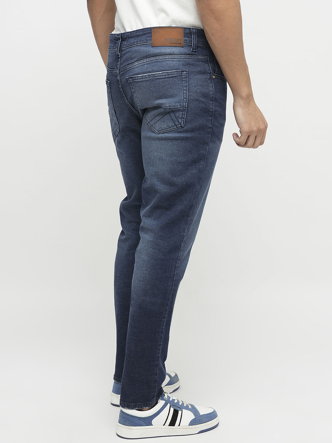 PRODUKT by JACK&JONES Blue Mid Rise Washed Slim Fit Jeans