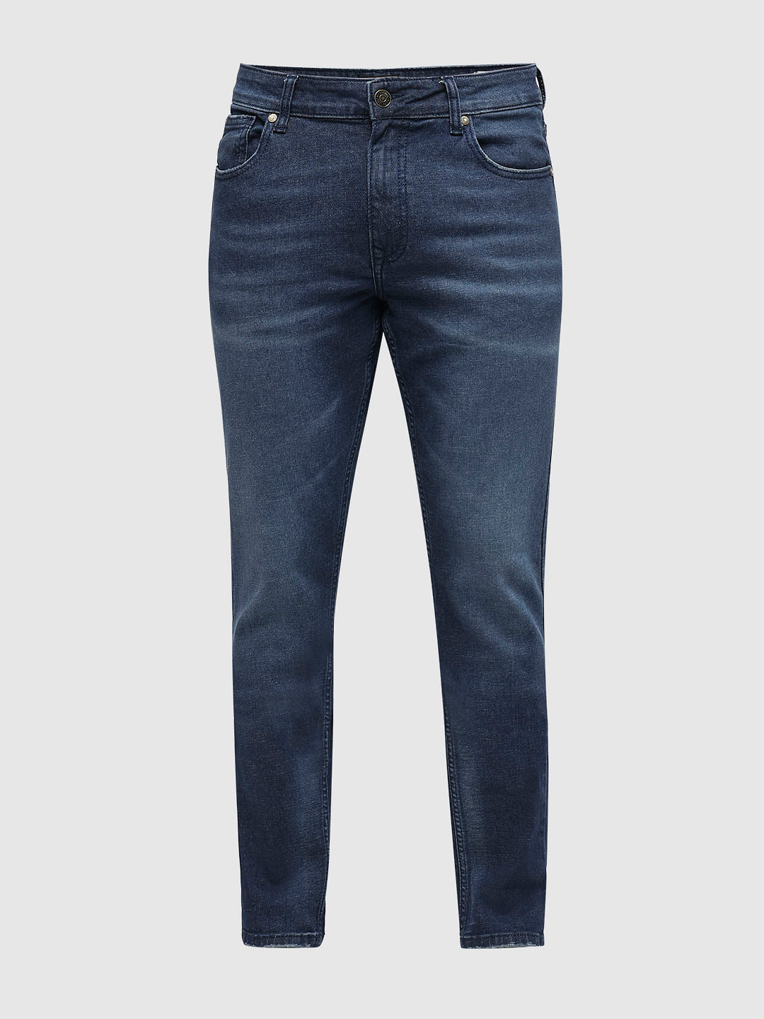 PRODUKT by JACK&JONES Blue Mid Rise Washed Slim Fit Jeans