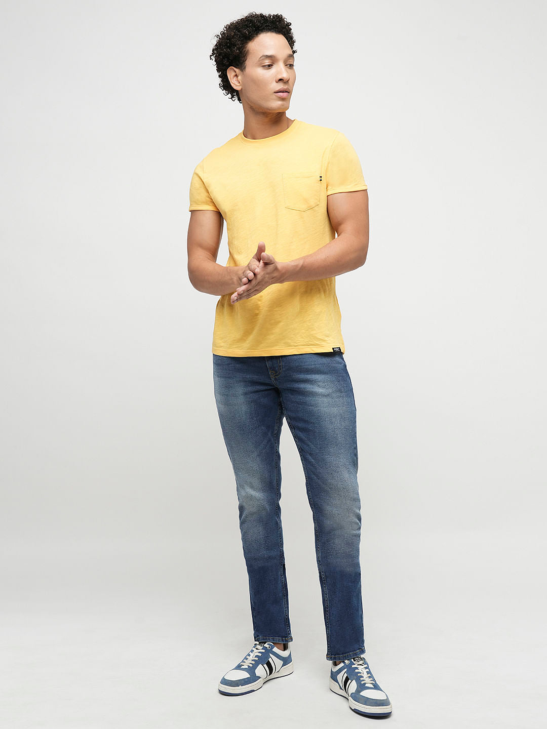 PRODUKT by JACK&JONES Blue Mid Rise Washed Slim Fit Jeans