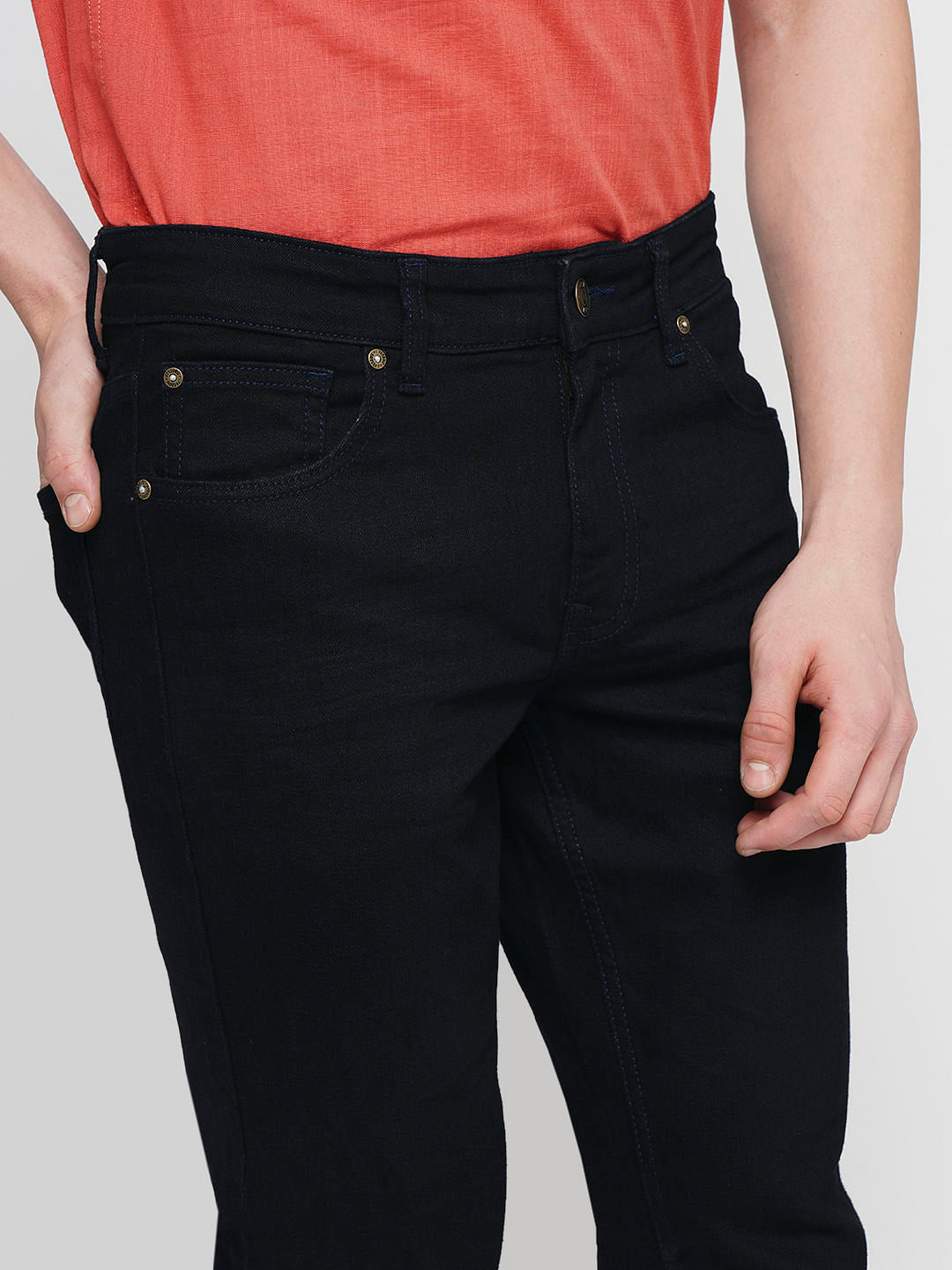 PRODUKT by JACK&JONES Dark Blue Mid Rise Slim Fit Jeans