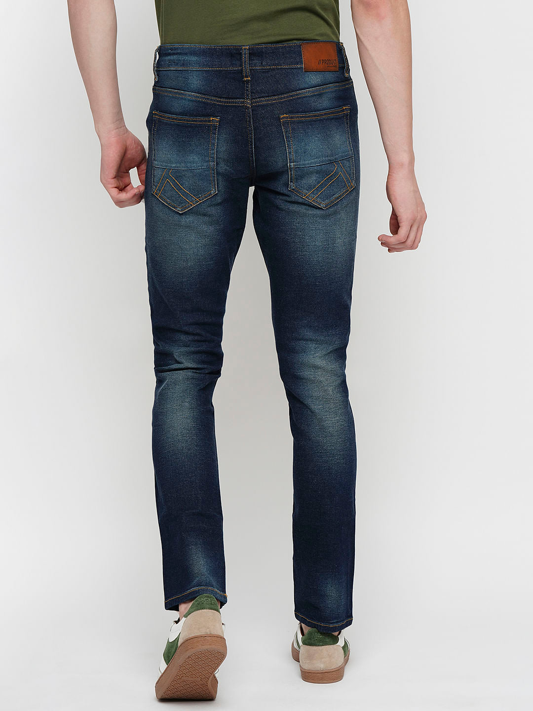 PRODUKT by JACK&JONES Blue Mid Rise Washed Slim Fit Jeans
