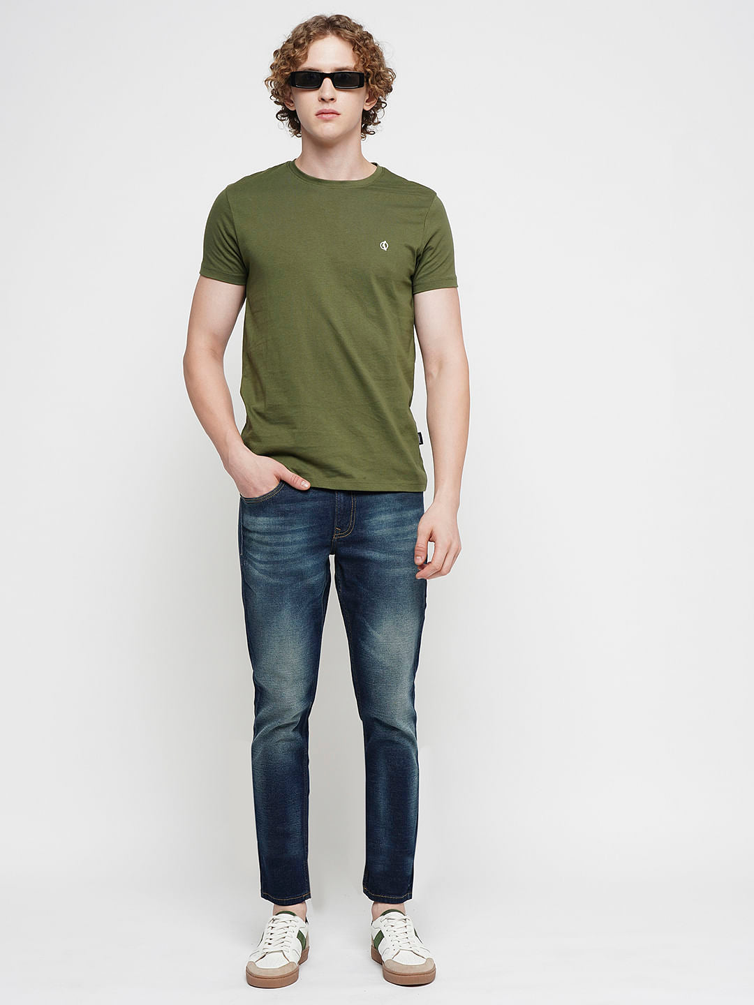 PRODUKT by JACK&JONES Blue Mid Rise Washed Slim Fit Jeans