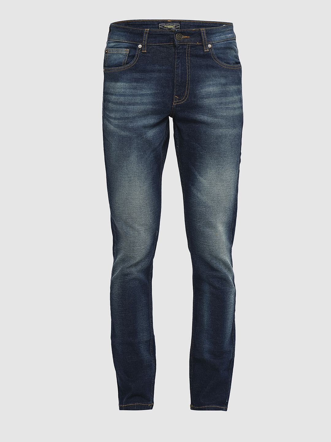 PRODUKT by JACK&JONES Blue Mid Rise Washed Slim Fit Jeans