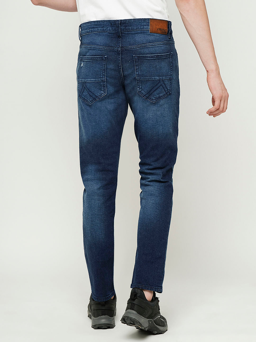 PRODUKT by JACK&JONES Dark Blue Mid Rise Distressed Slim Fit Jeans
