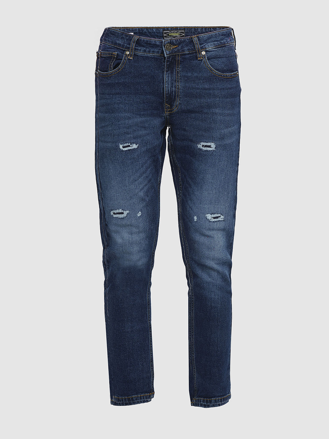 PRODUKT by JACK&JONES Dark Blue Mid Rise Washed Slim Fit Jeans