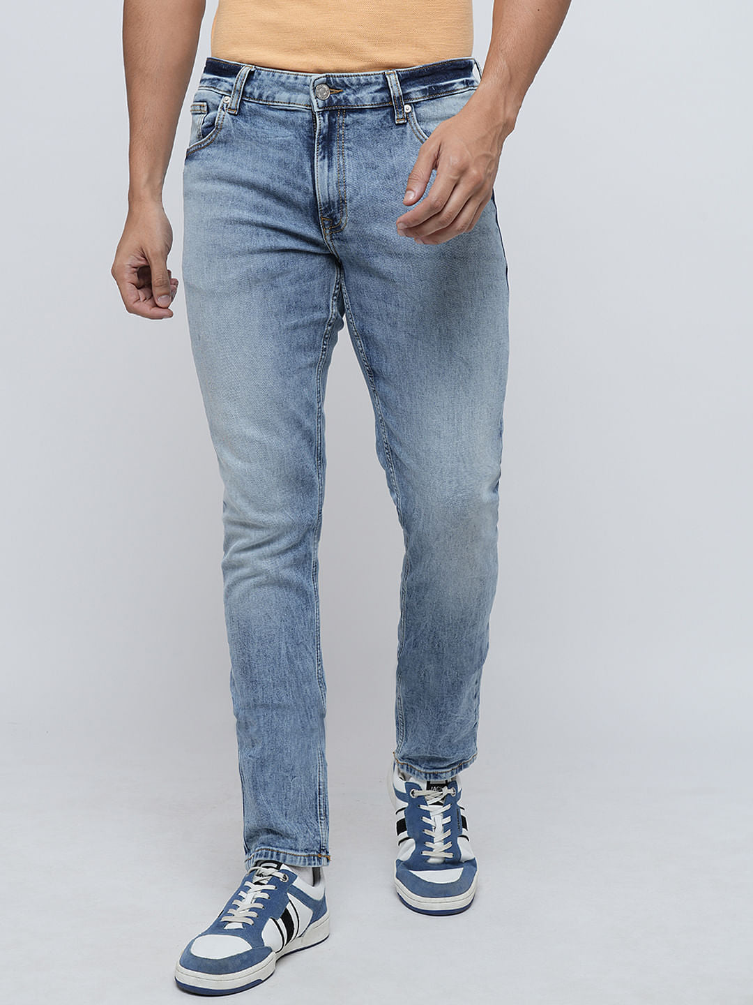PRODUKT by JACK&JONES Light Blue Mid Rise Washed Slim Fit Jeans