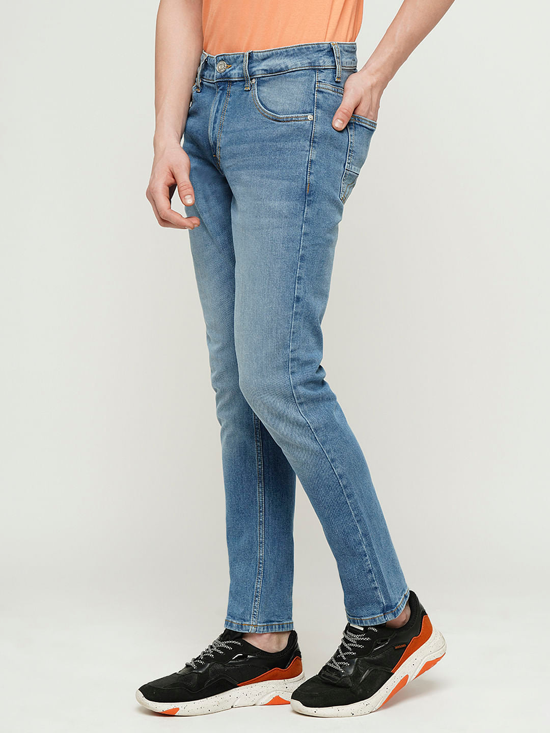 PRODUKT by JACK&JONES Light Blue Mid Rise Washed Slim Fit Jeans