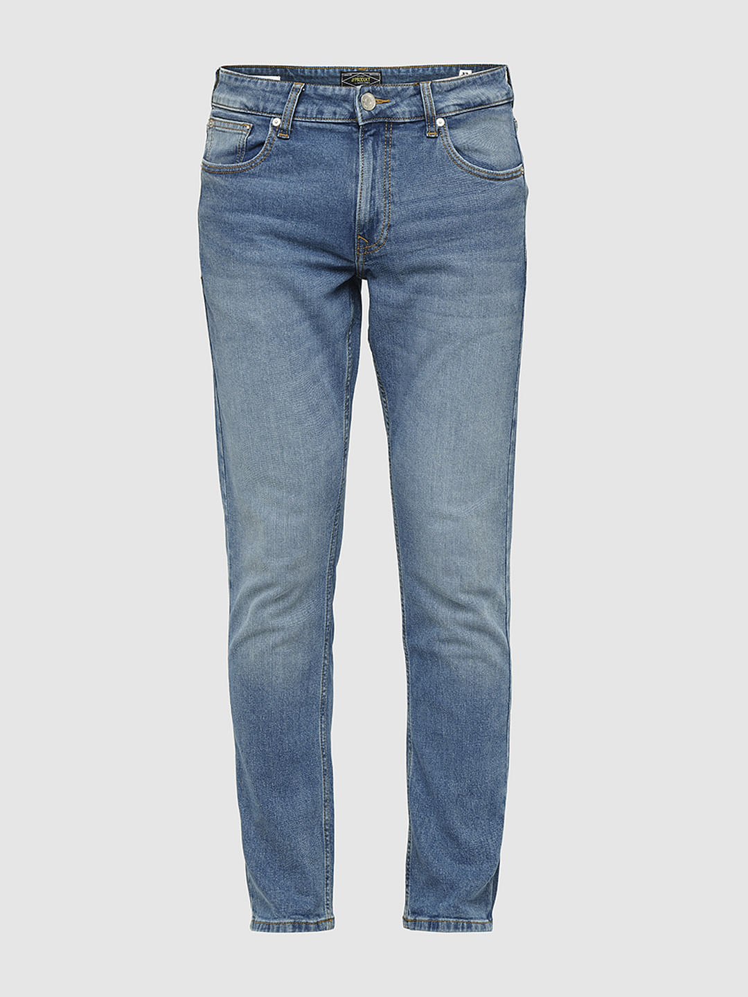 PRODUKT by JACK&JONES Light Blue Mid Rise Washed Slim Fit Jeans