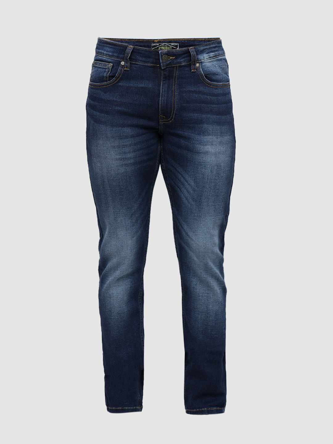 PRODUKT by JACK&JONES Blue Mid Rise Washed Slim Fit Jeans