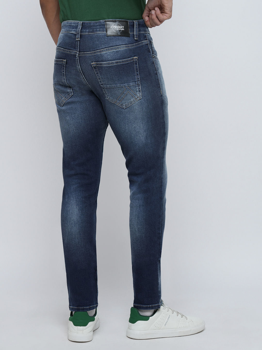 PRODUKT by JACK&JONES Blue Mid Rise Washed Slim Fit Jeans