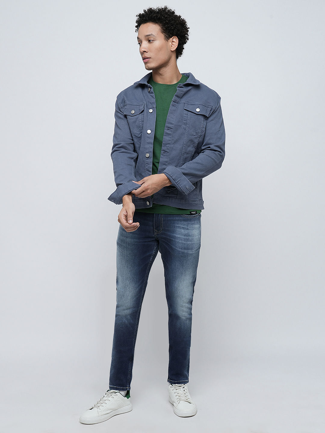 PRODUKT by JACK&JONES Blue Mid Rise Washed Slim Fit Jeans