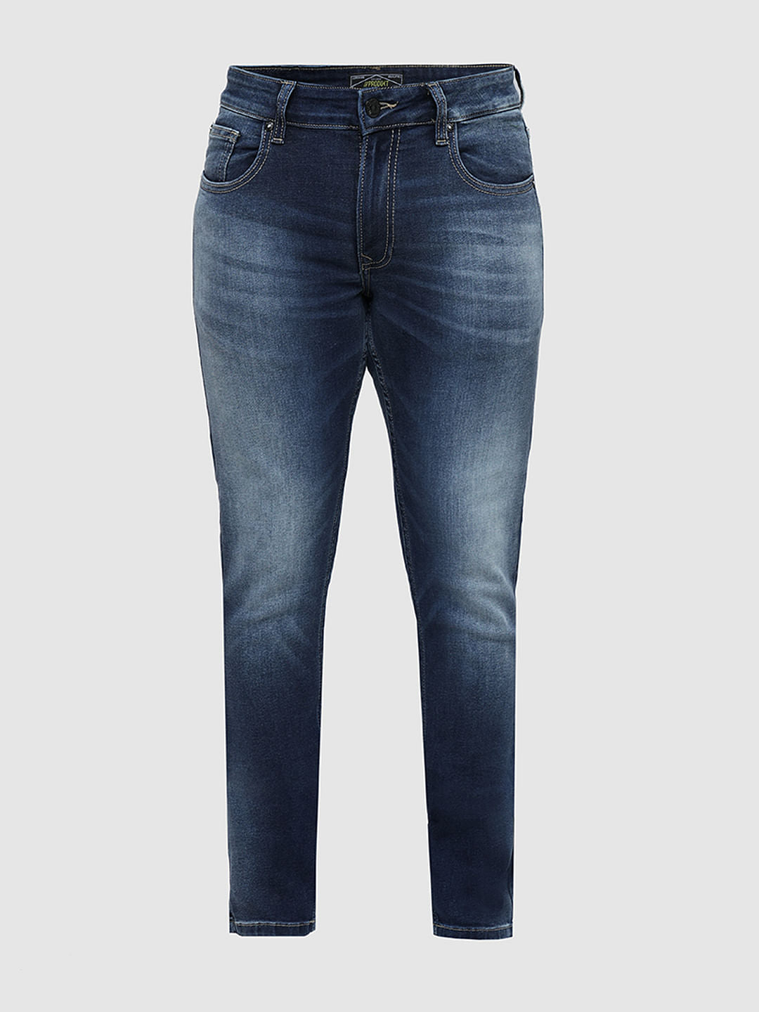 PRODUKT by JACK&JONES Blue Mid Rise Washed Slim Fit Jeans