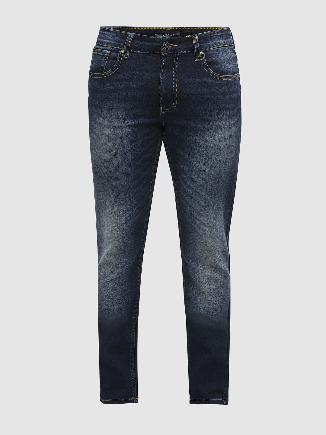 PRODUKT by JACK&JONES Blue Mid Rise Washed Slim Fit Jeans