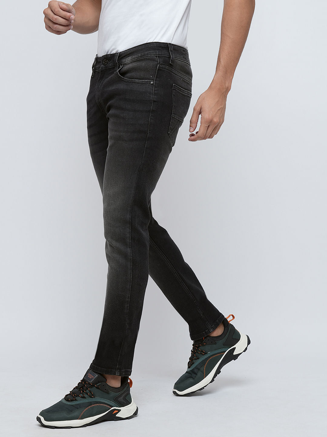 PRODUKT by JACK&JONES Black Mid Rise Washed Slim Fit Jeans