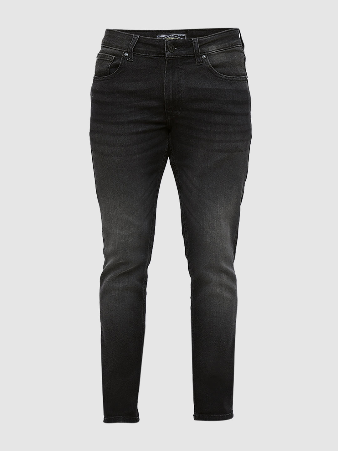 PRODUKT by JACK&JONES Black Mid Rise Washed Slim Fit Jeans