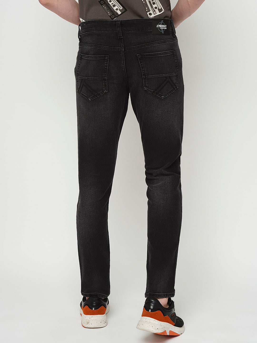 PRODUKT by JACK&JONES Dark Grey Mid Rise Washed Slim Fit Jeans