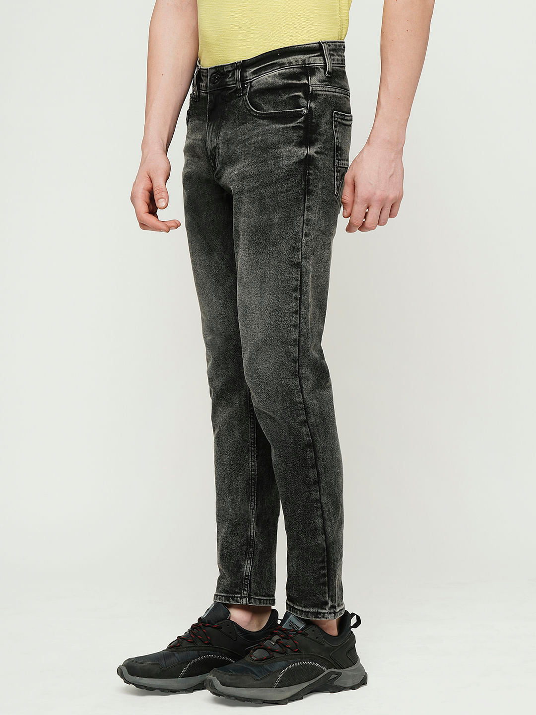 PRODUKT by JACK&JONES Grey Mid Rise Washed Slim Fit Jeans