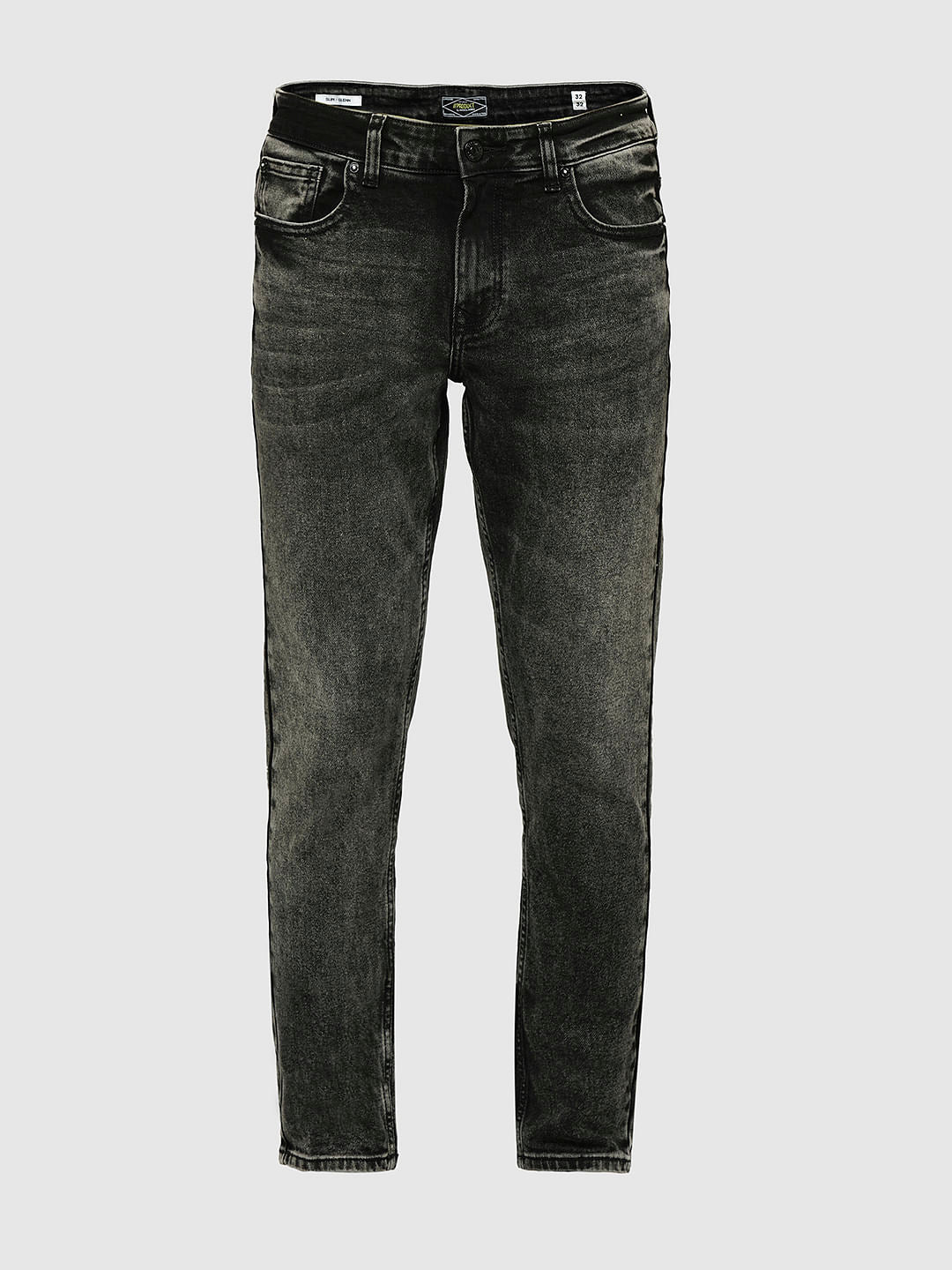 PRODUKT by JACK&JONES Grey Mid Rise Washed Slim Fit Jeans