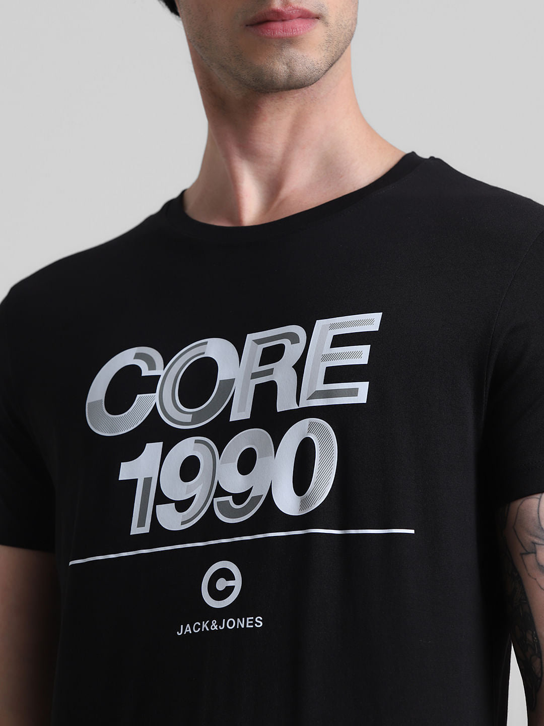 Black Printed Crew Neck T-shirt