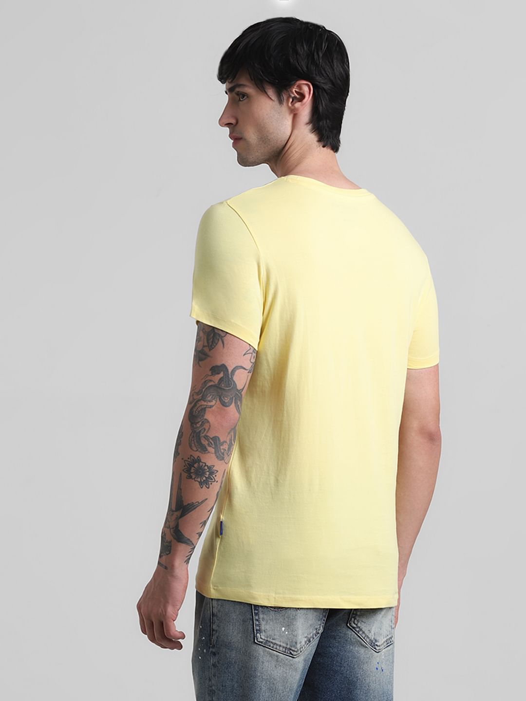 Yellow Printed Crew Neck T-shirt