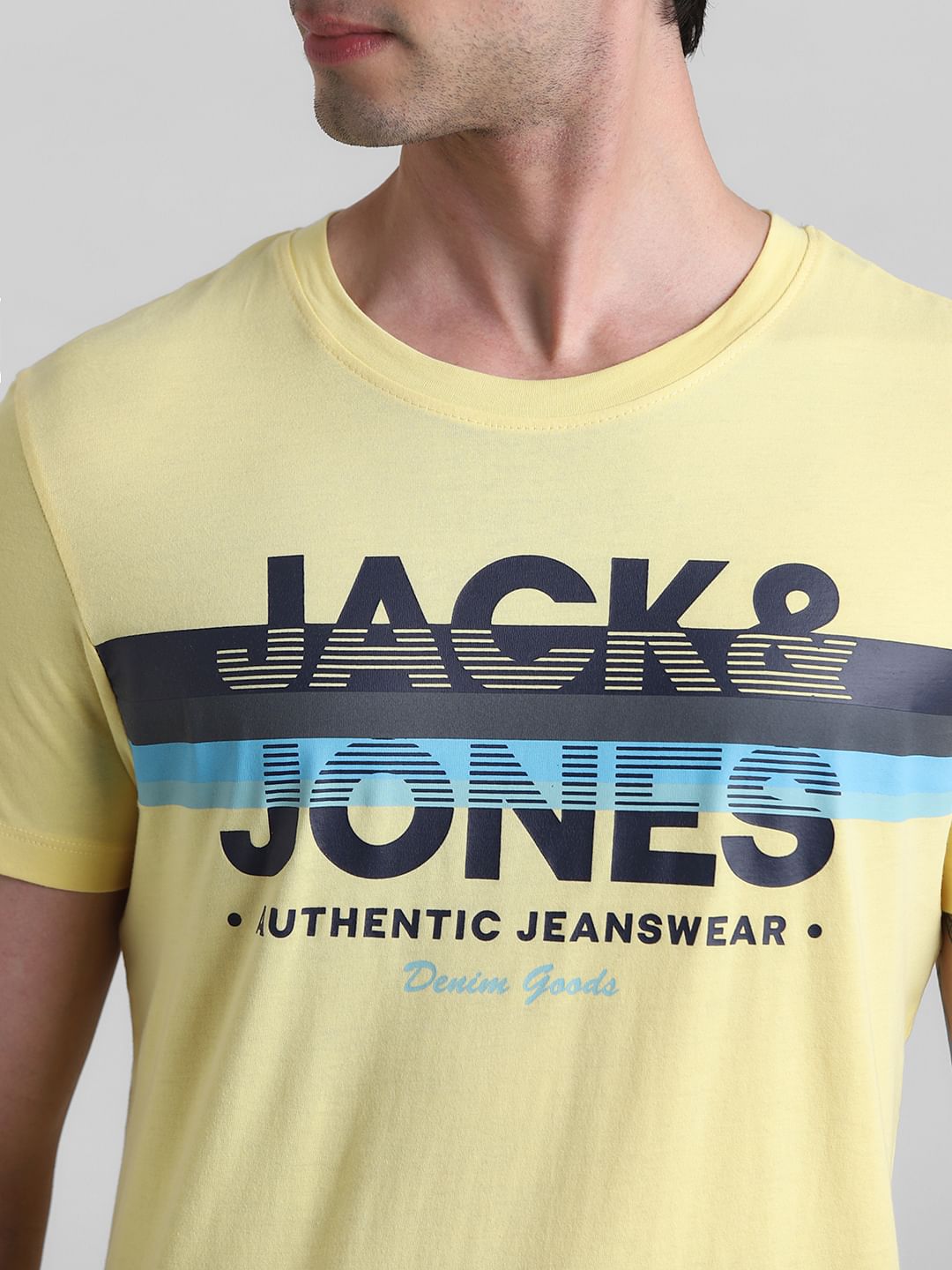 Yellow Printed Crew Neck T-shirt
