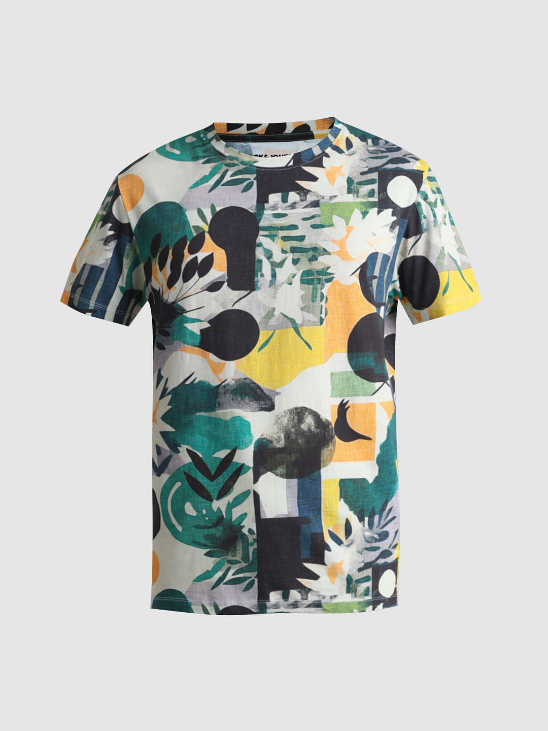 White Tropical Print T-shirt