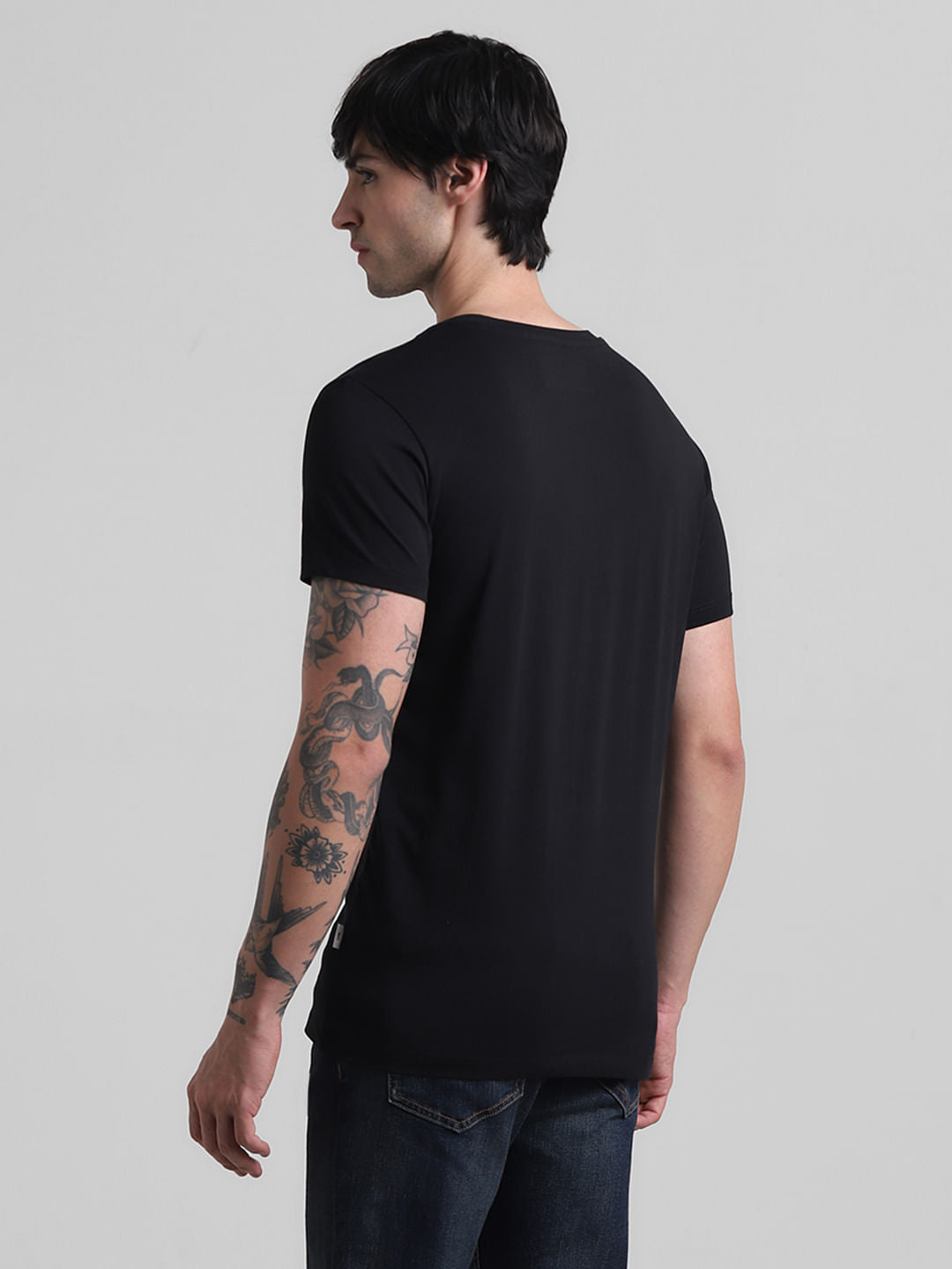 Black Printed Crew Neck T-shirt