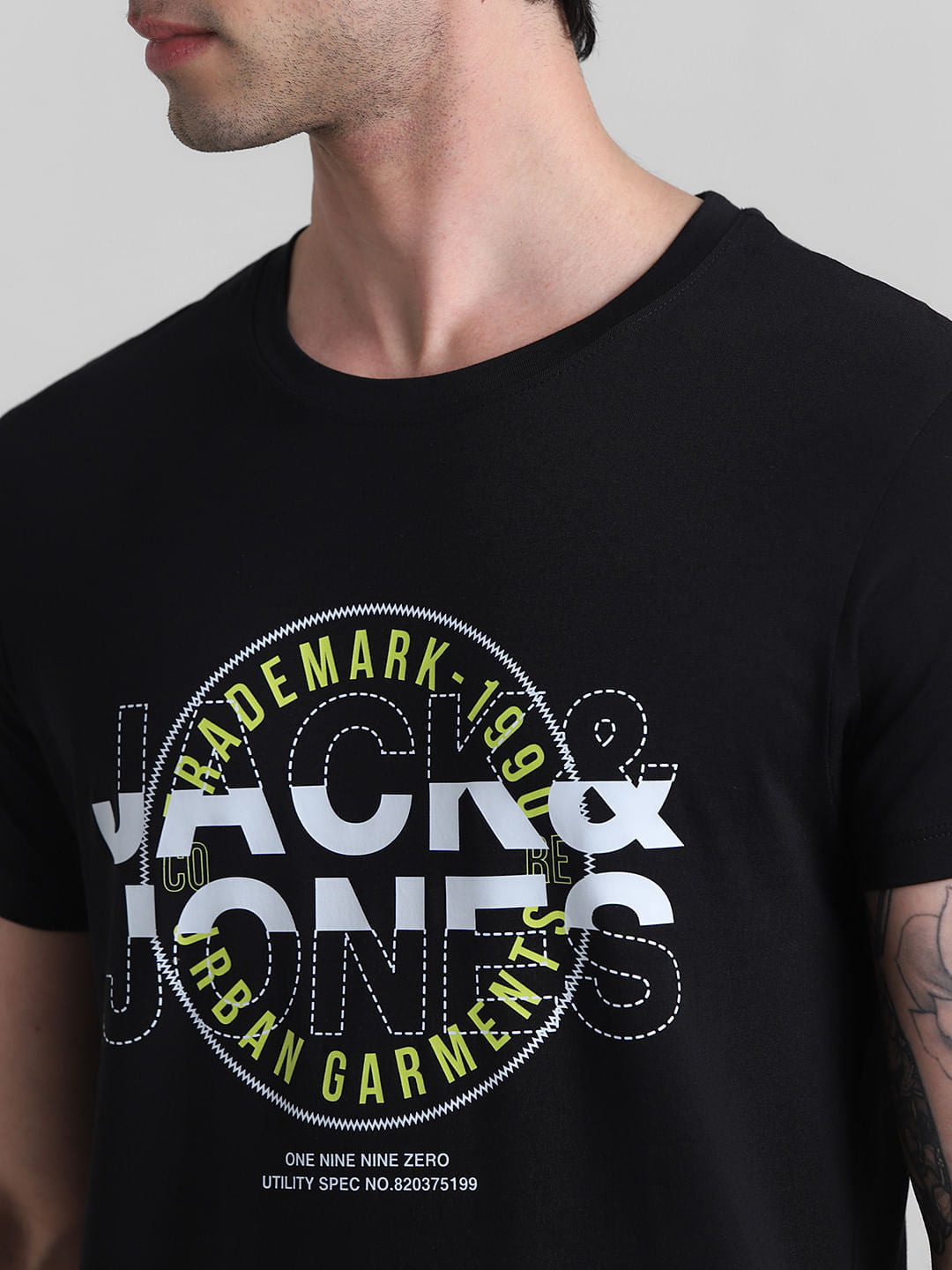 Black Printed Crew Neck T-shirt