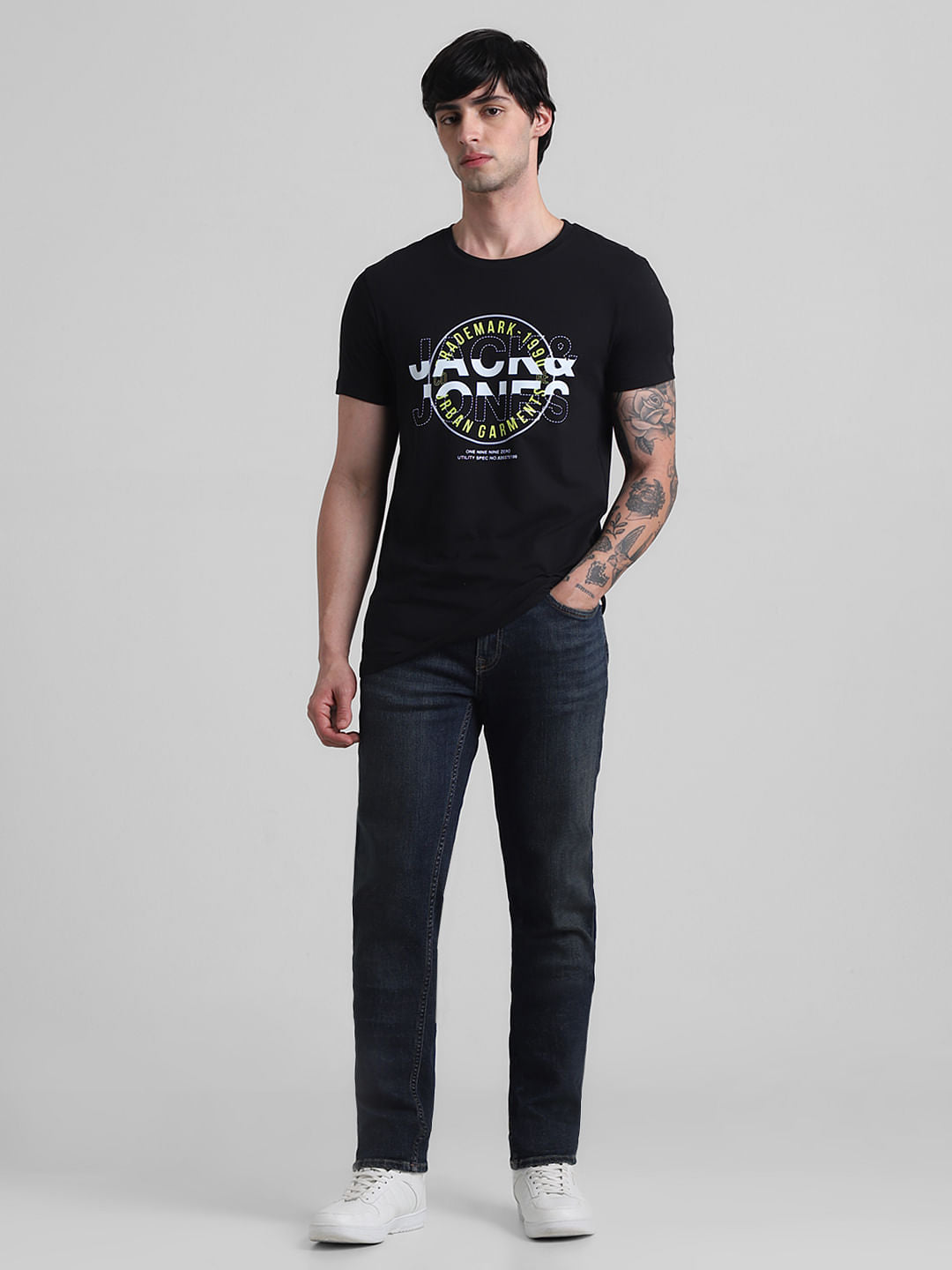 Black Printed Crew Neck T-shirt