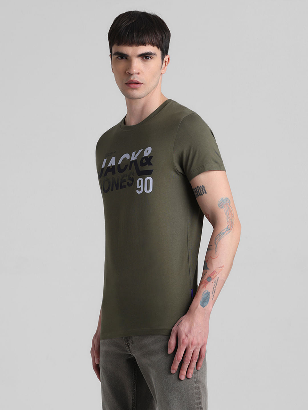 Green Logo Print Crew Neck T-shirt