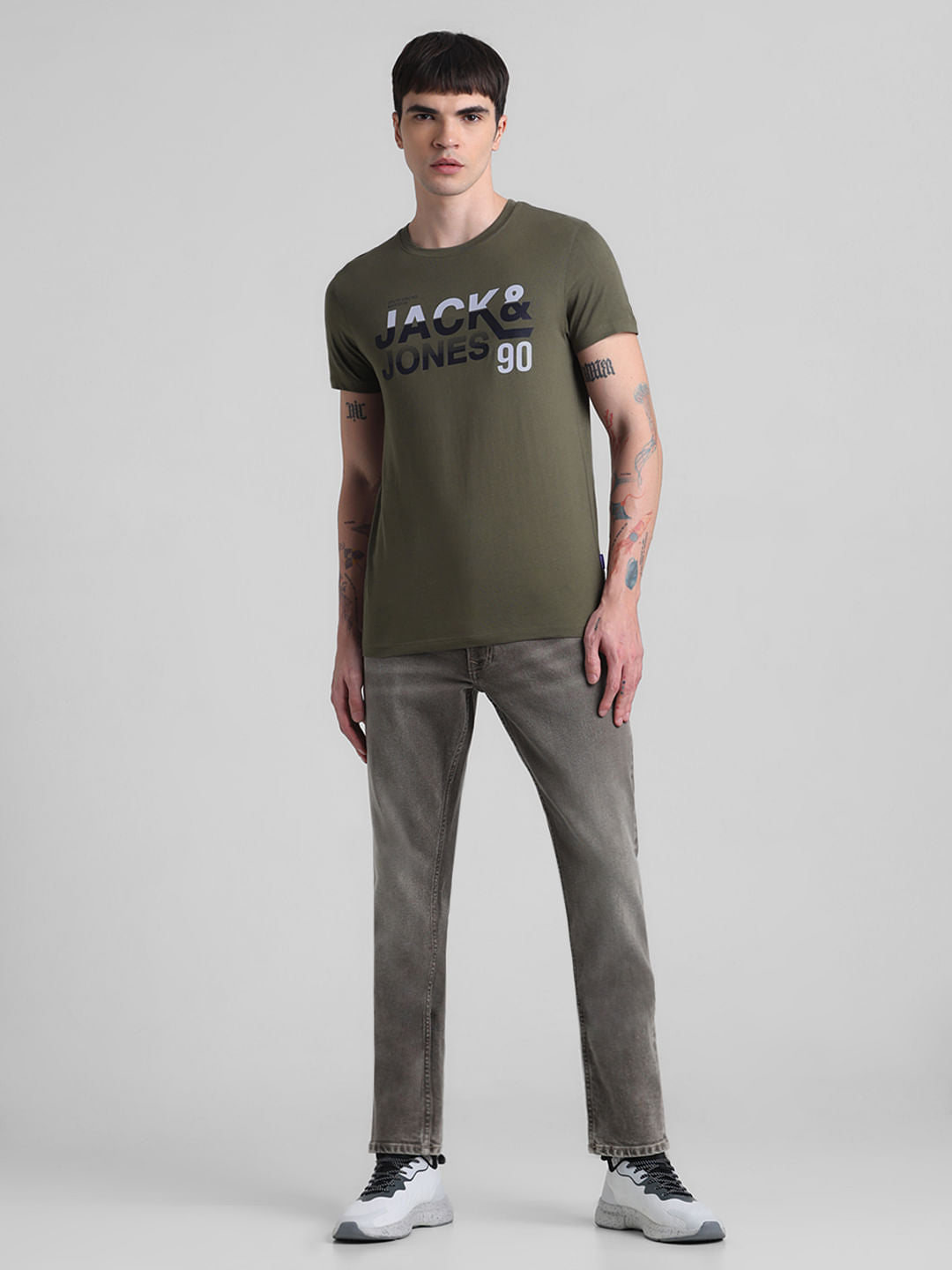 Green Logo Print Crew Neck T-shirt