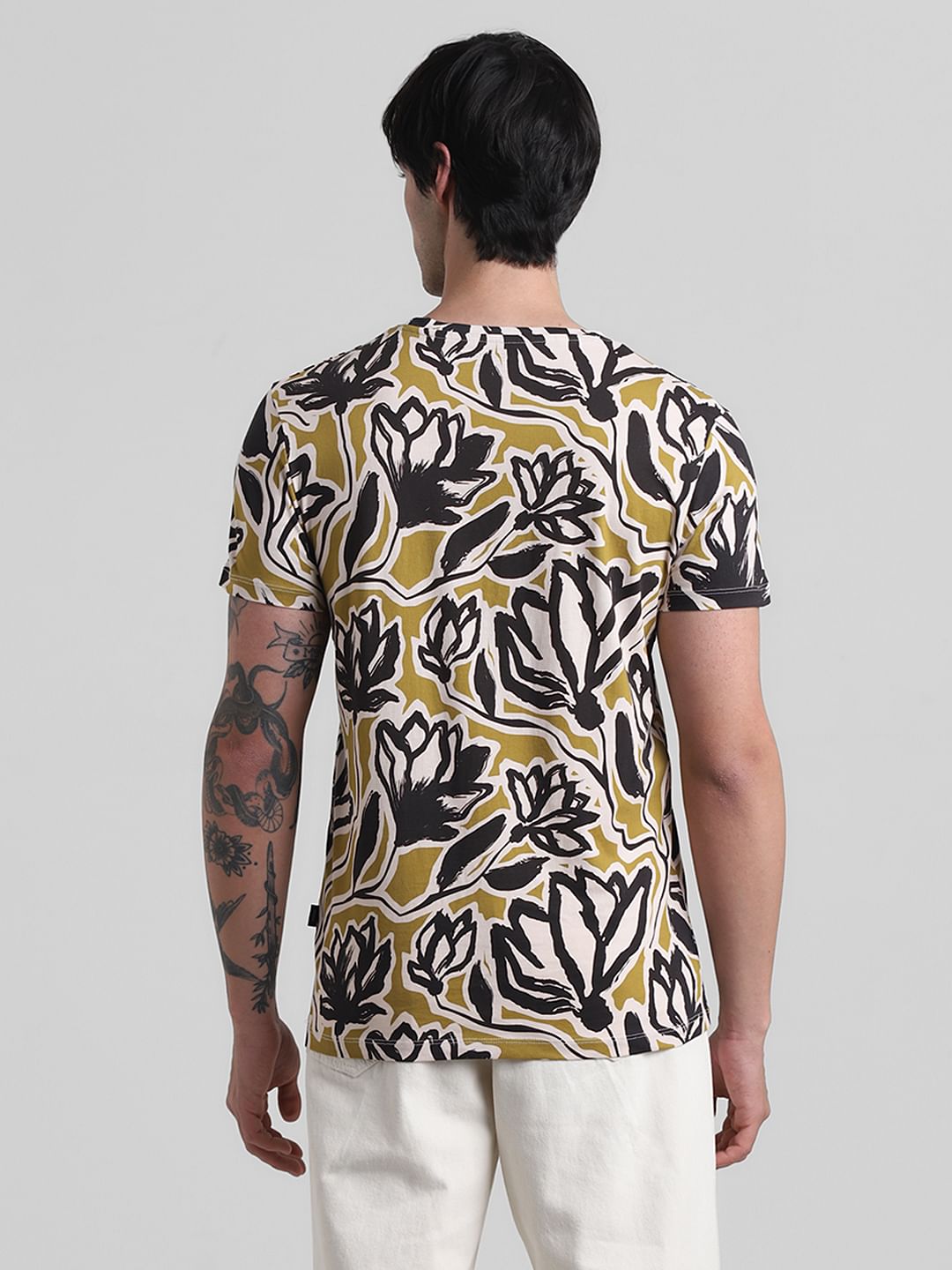 Green Floral Crew Neck T-shirt