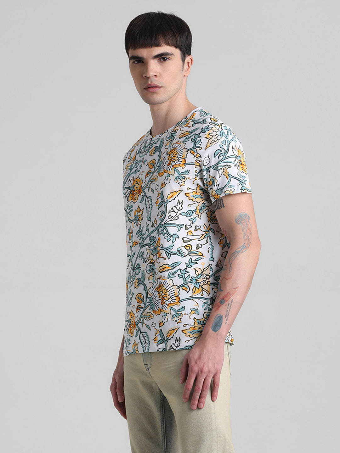 White Printed Crew Neck T-shirt