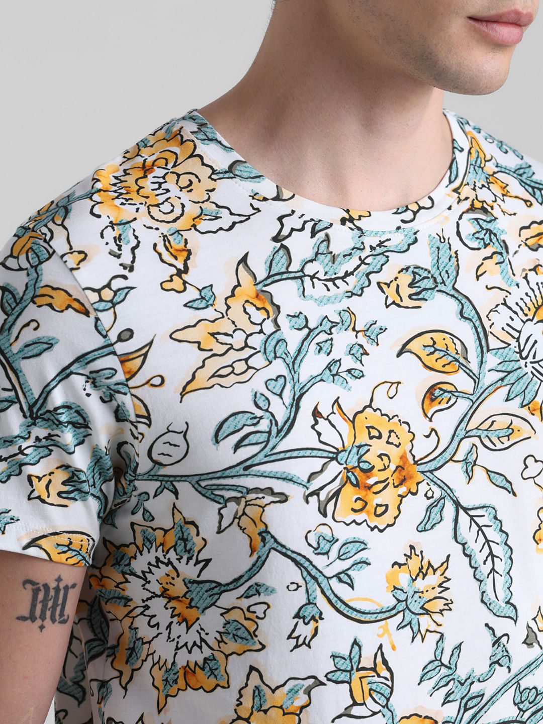 White Printed Crew Neck T-shirt