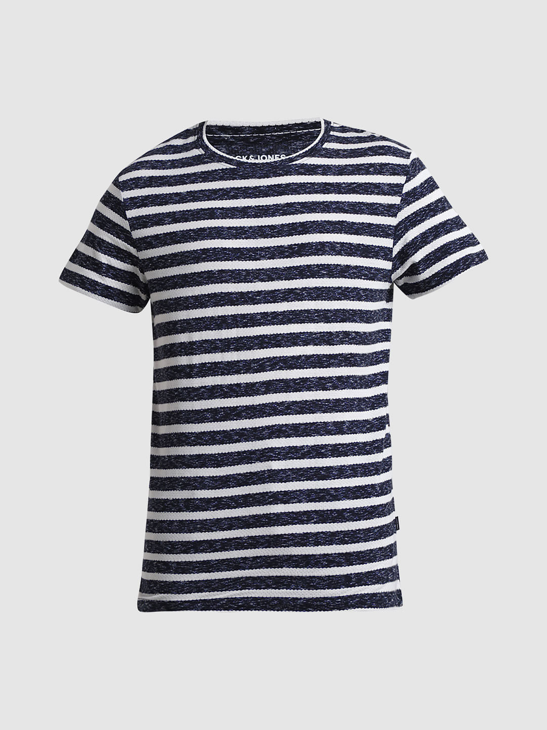 Blue Striped Crew Neck T-shirt