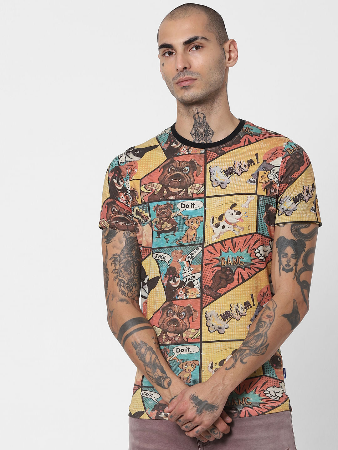Brown Comic Crew Neck T-shirt
