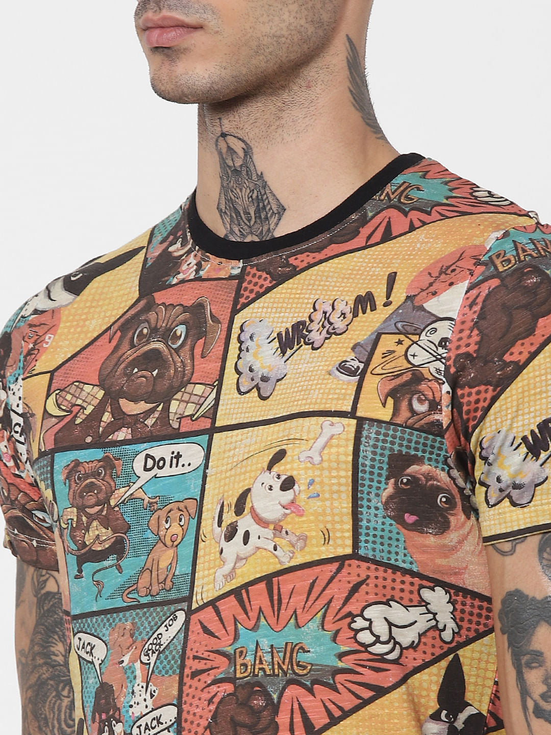 Brown Comic Crew Neck T-shirt