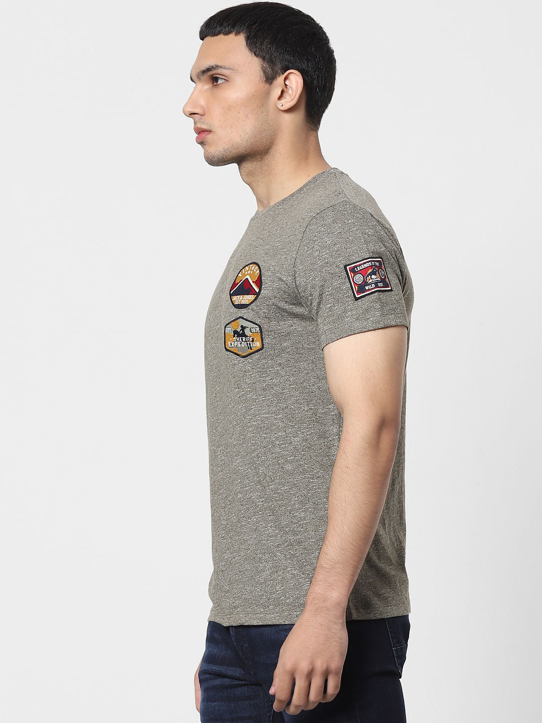Green Applique Detail Crew Neck T-shirt
