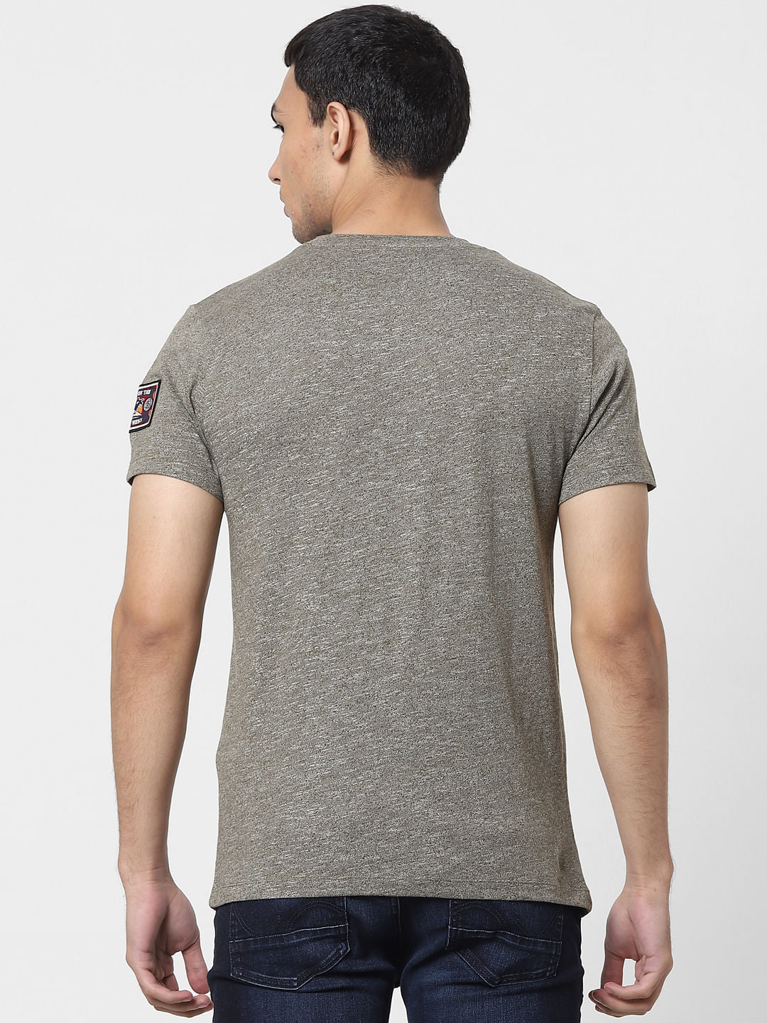 Green Applique Detail Crew Neck T-shirt