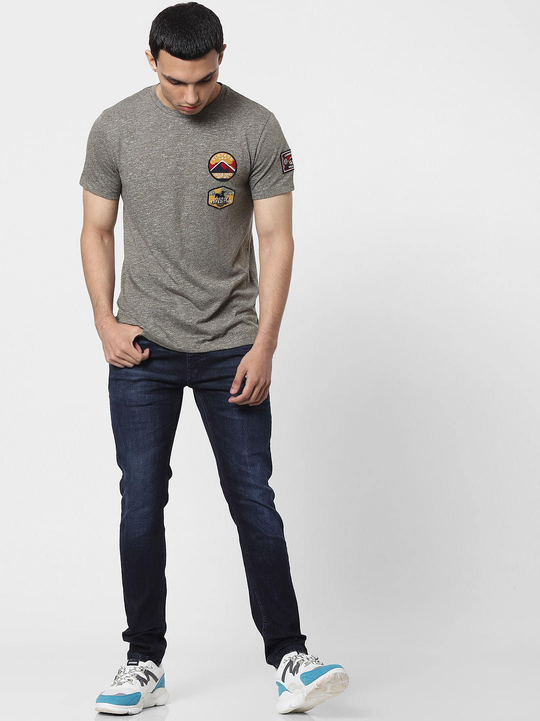 Green Applique Detail Crew Neck T-shirt