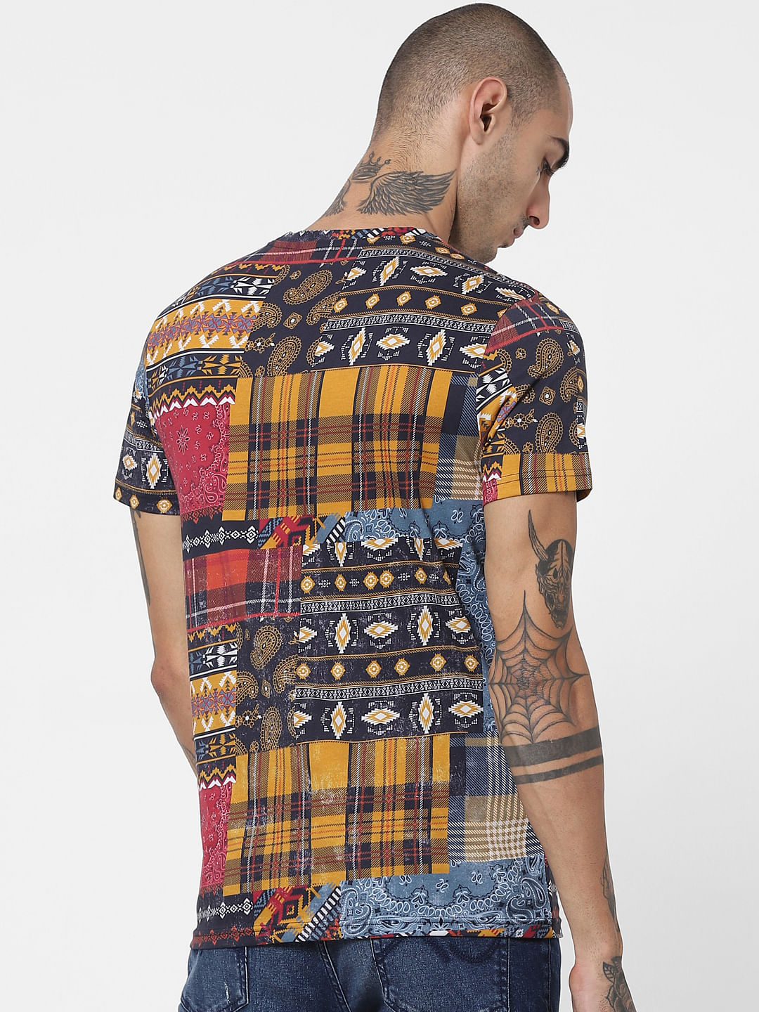 Multi-coloured Paisley Print Crew Neck T-shirt