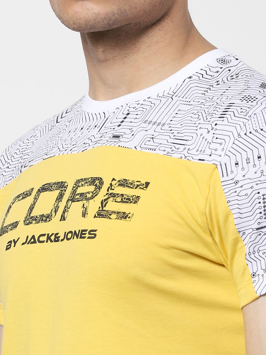 Yellow Colourblocked Crew Neck T-shirt