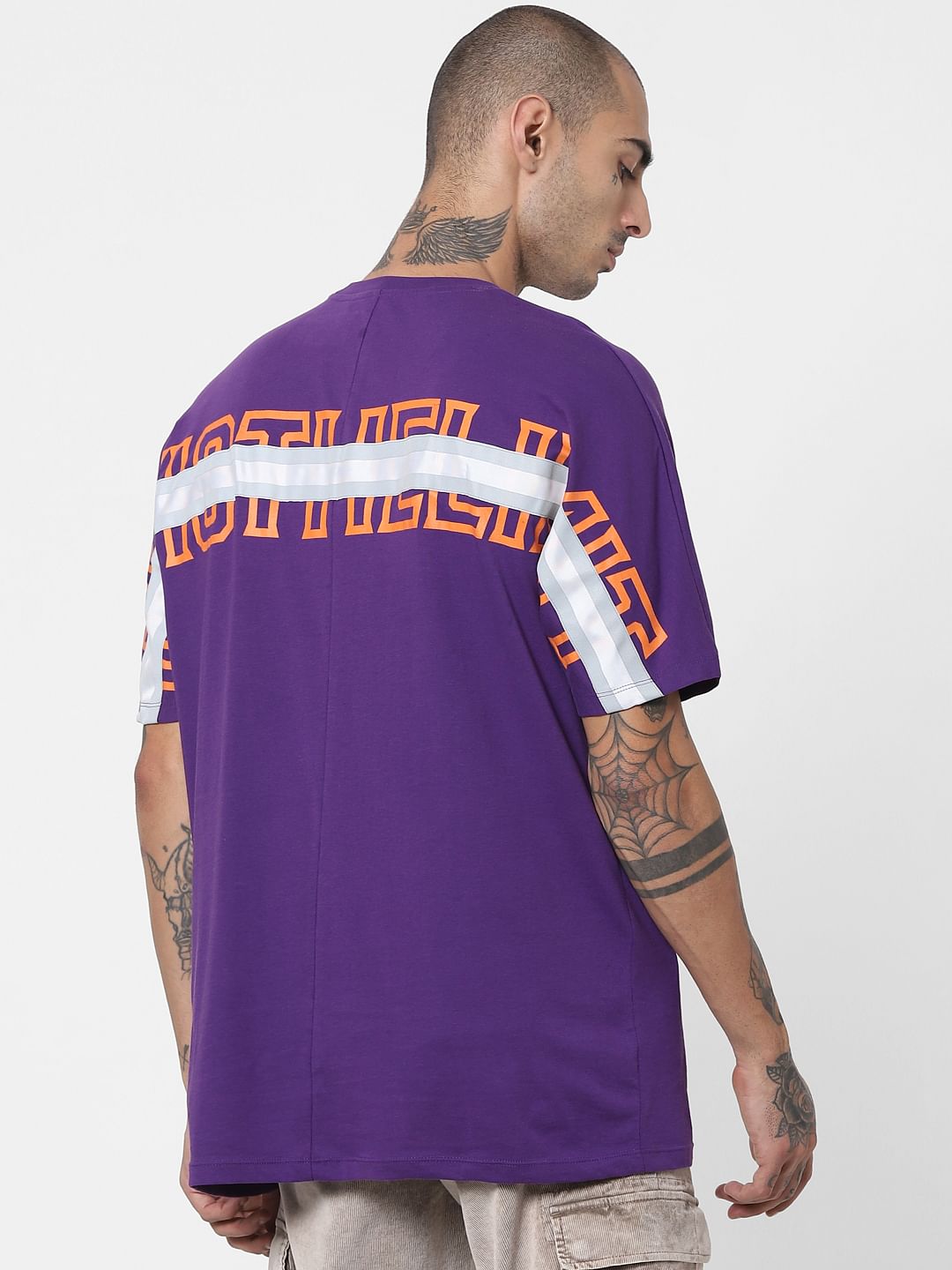 Purple Tape Detail Crew Neck T-shirt