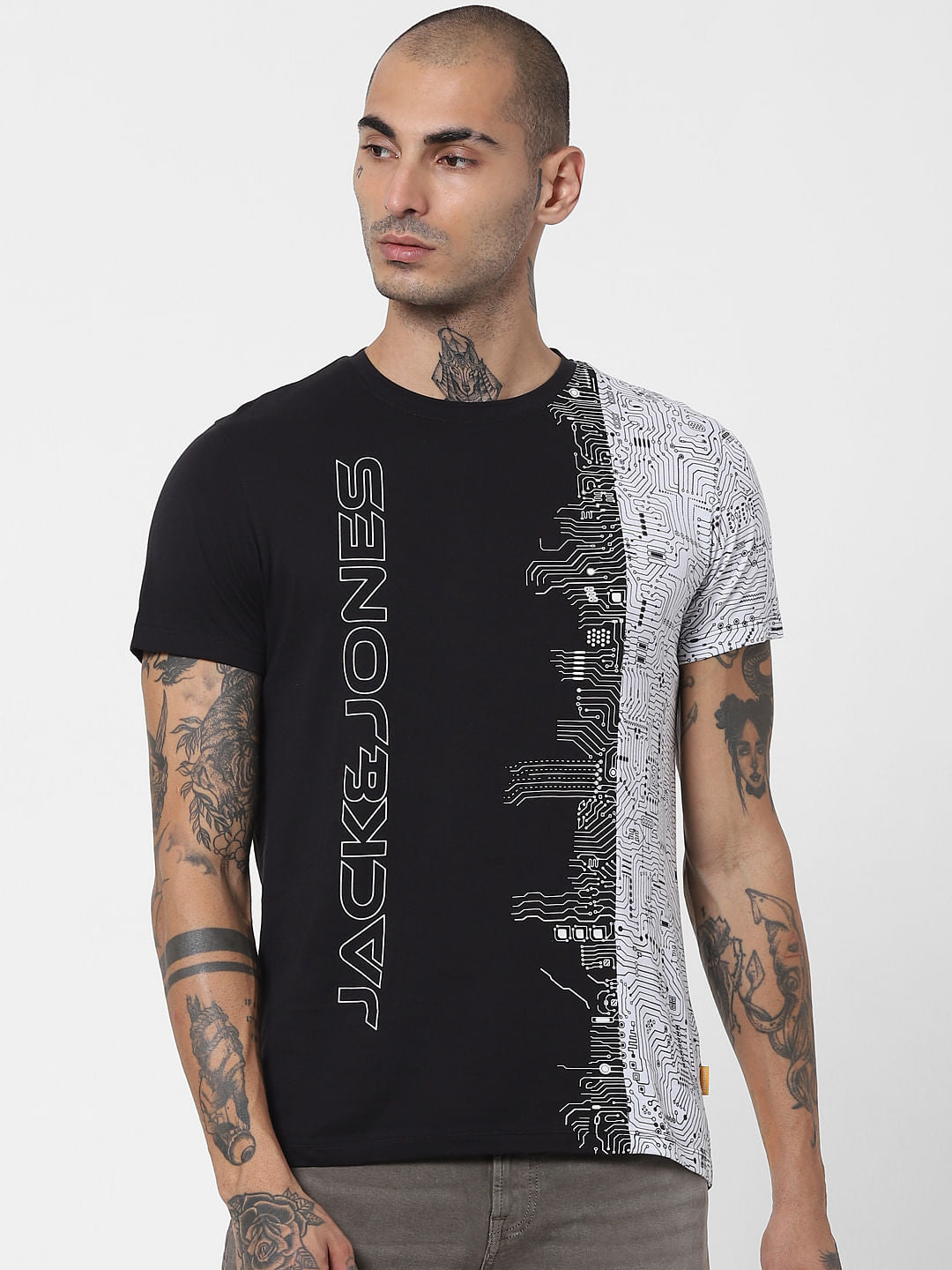 Black Graphic Print Crew Neck T-shirt