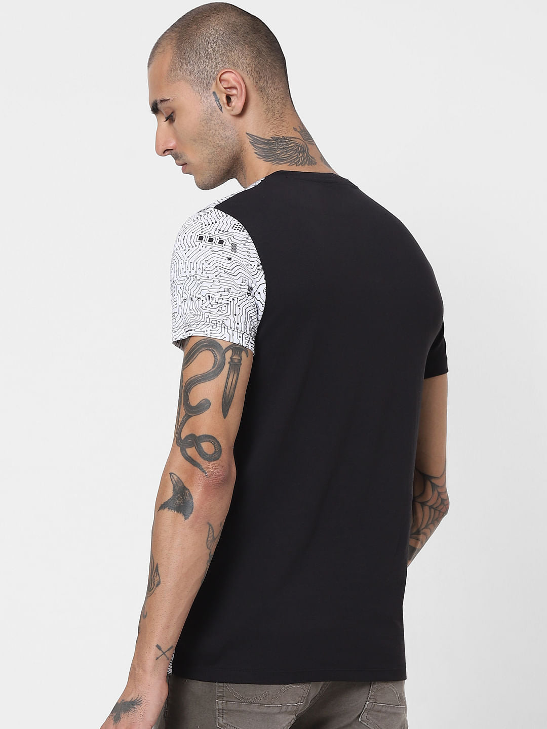 Black Graphic Print Crew Neck T-shirt