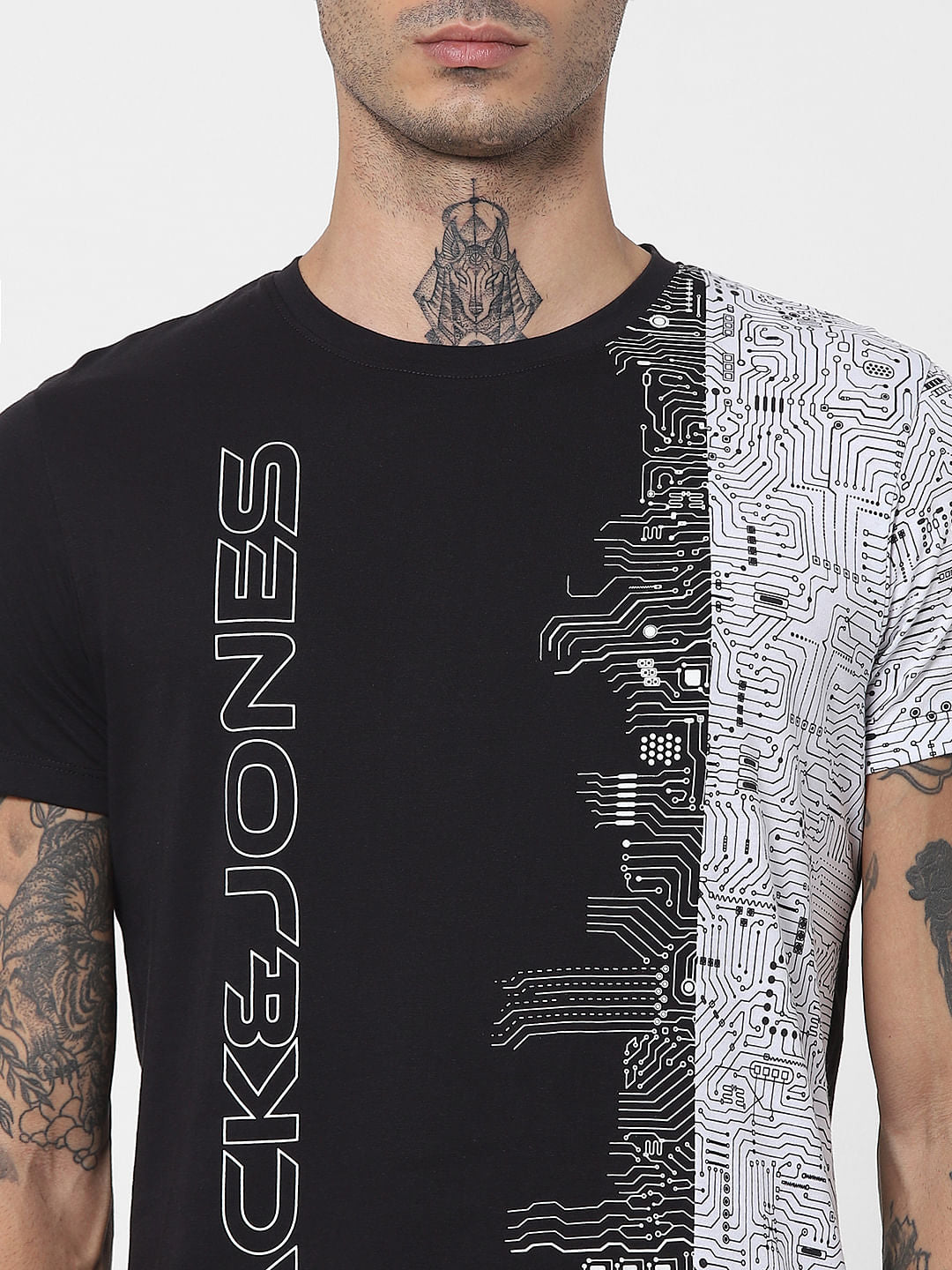 Black Graphic Print Crew Neck T-shirt