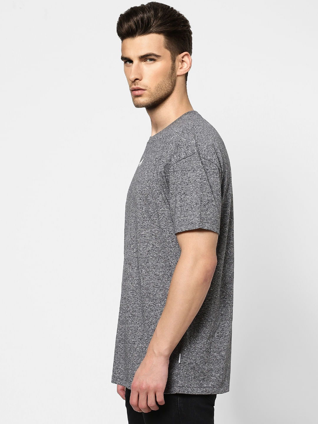 Grey Grain Effect Crew Neck T-shirt