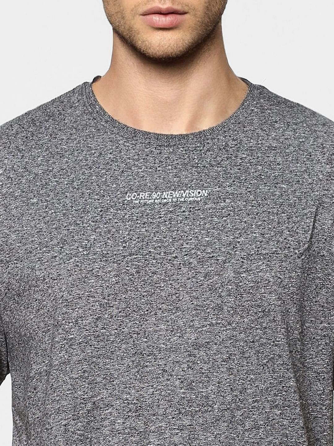 Grey Grain Effect Crew Neck T-shirt