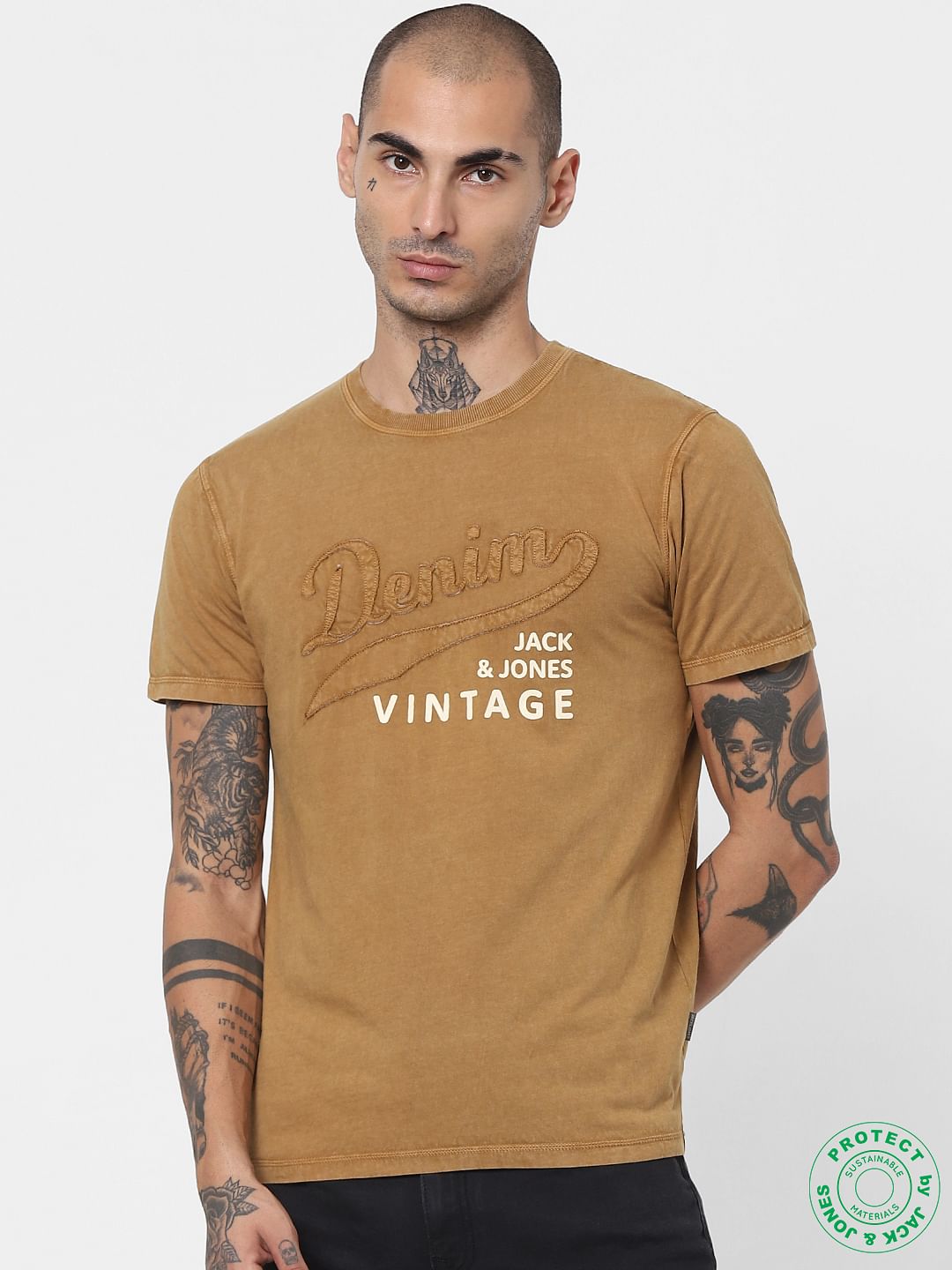 Brown Vintage Crew Neck T-shirt